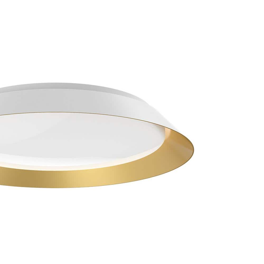 Jasper 19" White and Gold Glass LED Flush Mount