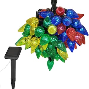 Festive Outdoor 36 ft. Solar Pine Novelty Bulb LED String Light with On or Flashing Settings