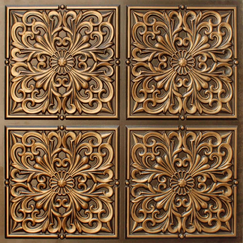 Falkirk Perth Antique Gold 2 ft. x 2 ft. Decorative Rustic Glue Up Ceiling Tile (4 sq. ft./case) price history on PriceWatchPro