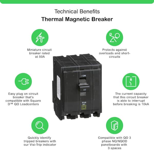 QO 50 Amp 3-Pole Plug-In Circuit Breaker
