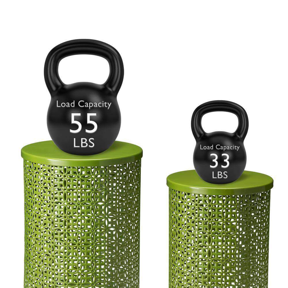 Green Metal Garden Stool Set with Cut-Out Design, 2-Piece