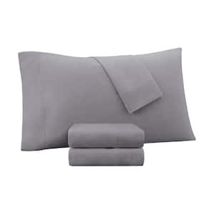 Supersoft 4-Piece Dark Grey Solid Polyester Queen Washed Cooling Sheet Set