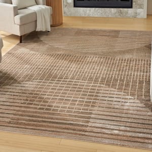 Astra Machine Washable Latte 8 ft. x 10 ft. Graphic Contemporary Area Rug