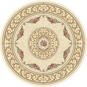 Winifred Ivory 5 ft. x 5 ft. Round Indoor Area Rug
