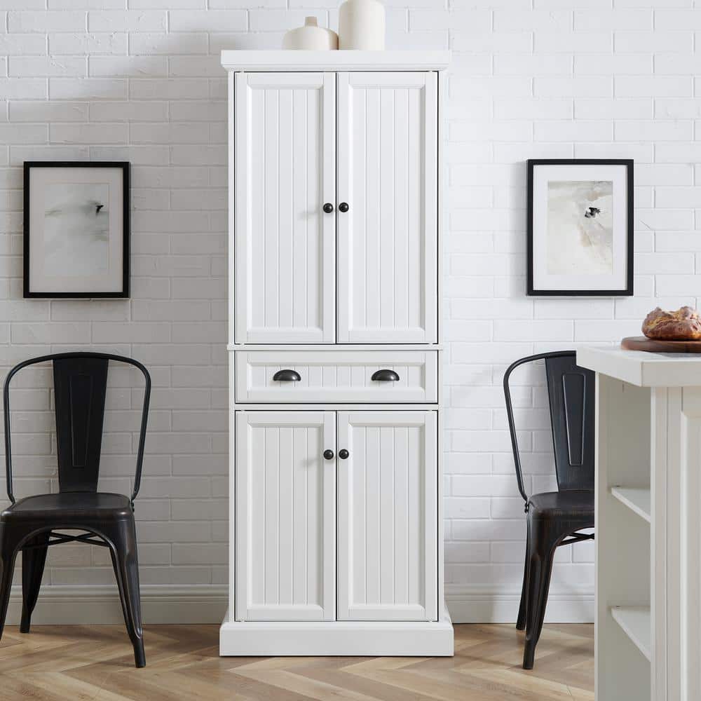 White Beadboard Pantry with Adjustable Shelves