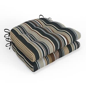 Stripe 16 in W x 4 in H Square Outdoor Tufted Wicker Seat Cushion w/ Ties 2-Count in Black Multi Labrisa Rattan