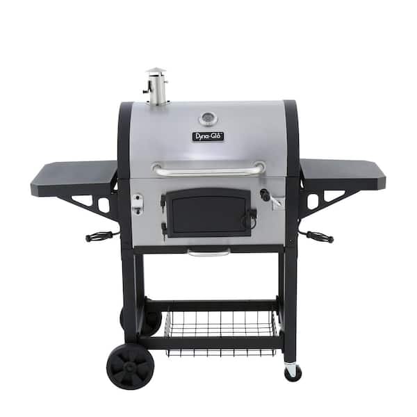 Dyna-Glo DGN486SNC-D Heavy-Duty Large Charcoal Grill in Black and Stainless Steel - 1