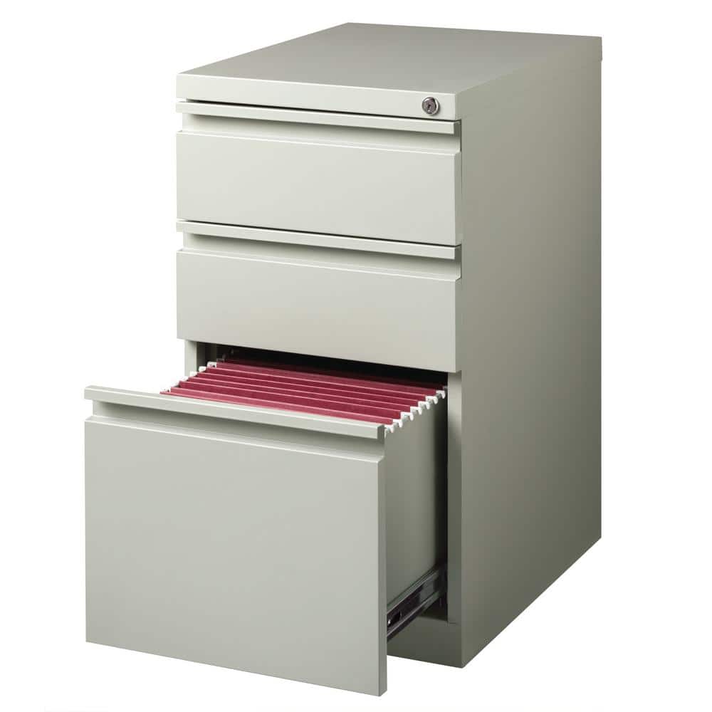 Light Gray Steel 3-Drawer Mobile Pedestal File Cabinet