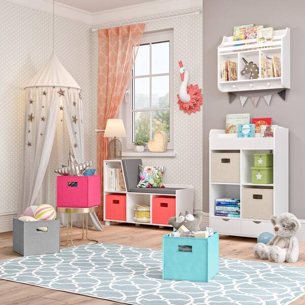 Kids Cube Storage Shelves with Bins and Large Storage for Kids Bedroom,  Grey, 1 Unit - Kroger