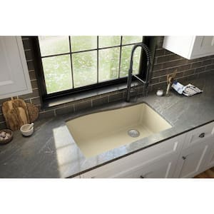 Undermount Quartz Composite 33 in. Single Bowl Kitchen Sink in Bisque