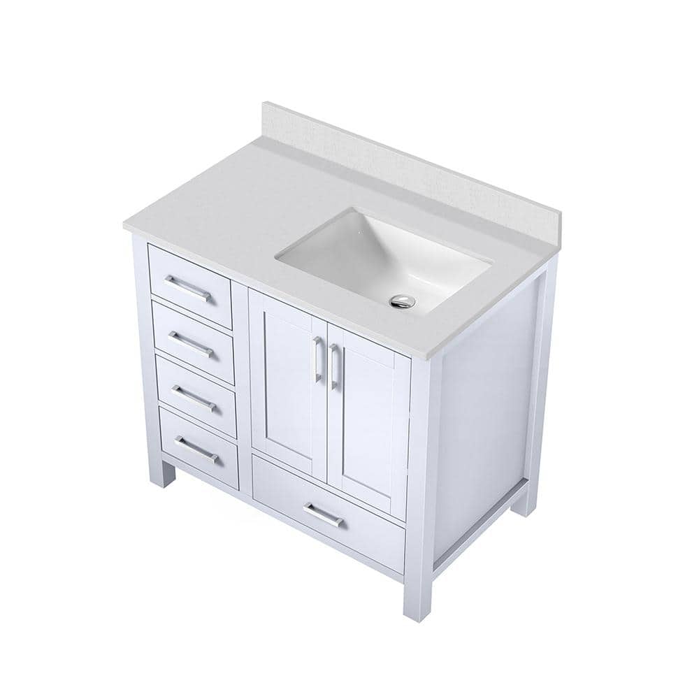 Jacques 36-inch White Quartz Top Single Sink Freestanding Vanity