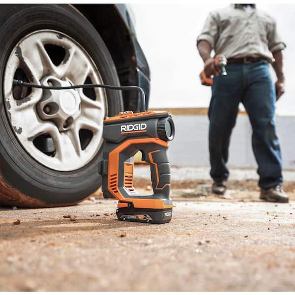 RIDGID 18V Cordless High Pressure Inflator and Portable Power Source with Activate Button (Tools Only)