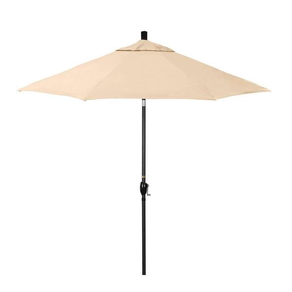 California Umbrella 9 ft. Stone Black Aluminum Market Patio Umbrella ...