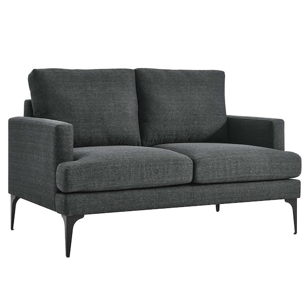 Evermore Upholstered Fabric Loveseat in Gray