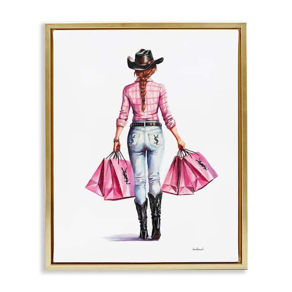 Stupell Industries Modern Chic Country Cowgirl by Amanda Greenwood Gold Floater Frame People Graphic Art Print 31 in. x 25 in.