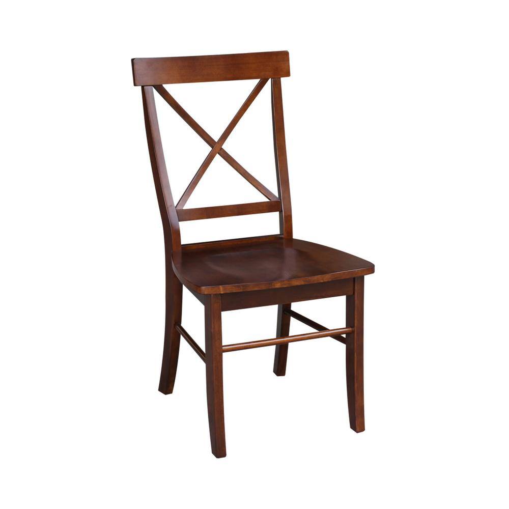 Espresso High Cross Back Solid Wood Side Chairs, Set of 2