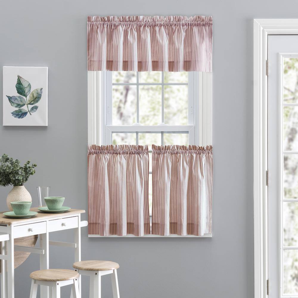 Brick Stripe Polyester Cotton Rod Pocket Valance 58" x 15"