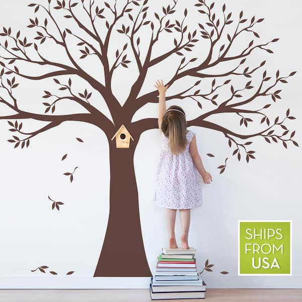 Simple Shapes Family Tree Wall Decal Tree Wall Decal for Picture Frames in Chestnut Brown Small Size