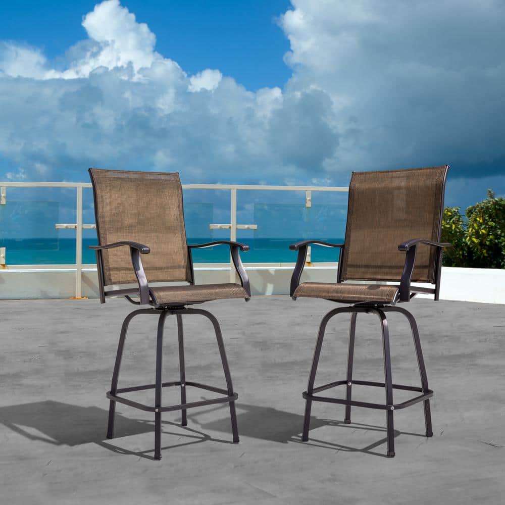 Nuu Garden 2-Piece Steel Outdoor Swivel High Bar Stools
