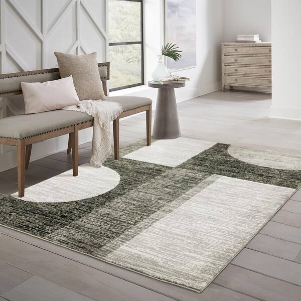 Saturn Gray 8 ft. x 10 ft. Geometric Modern Polypropylene-Nylon Blend Indoor Area Rug