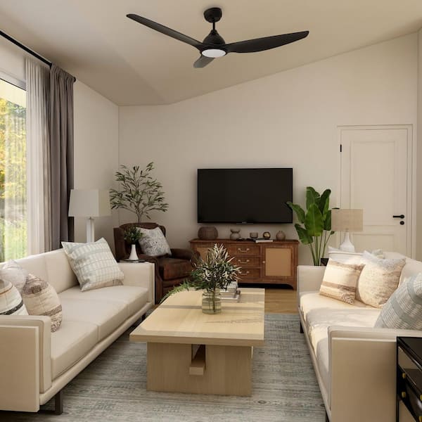 Karter 52 in. Dimmable LED Indoor Black Smart Ceiling Fan with Light and Remote, Works with Alexa and Google Home