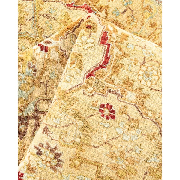 Mogul Yellow 4 ft. x 6 ft. Oriental Wool Indoor Area Rug