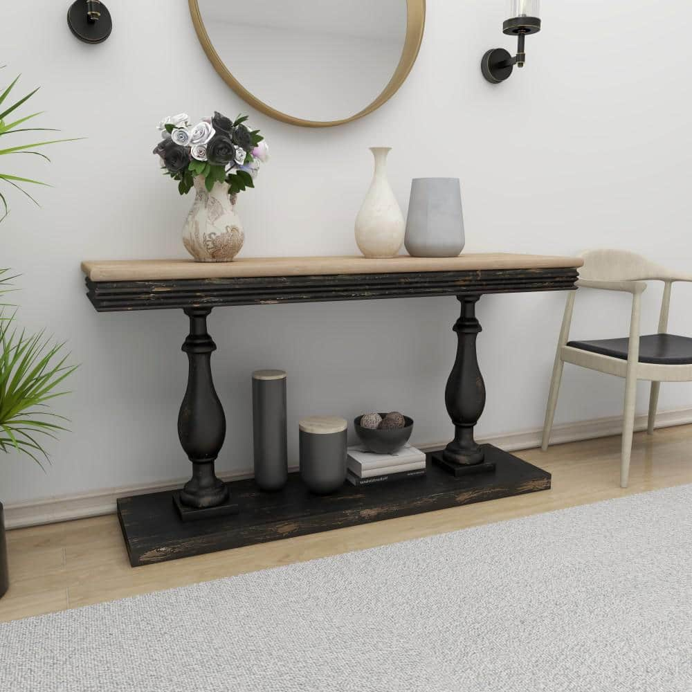 Black pedestal shop console table