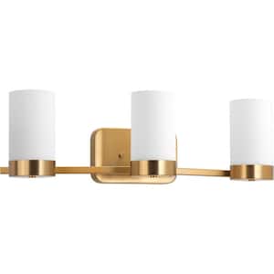 Elevate Collection 3-Light Brushed Bronze Etched White Glass Mid-Century Modern Bath Vanity Light