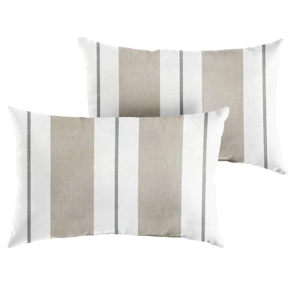 SORRA HOME Sunbrella Relate Linen Rectangle Indoor/Outdoor Lumbar Pillow (2-Pack)