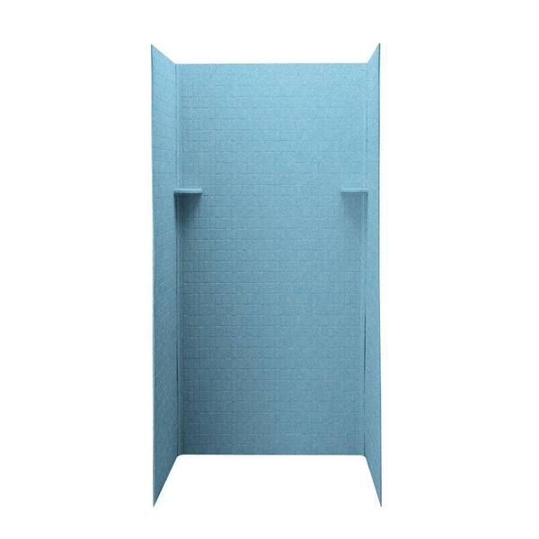 Swan Tangier 36 in. x 36 in. x 72 in. Three Piece Easy Up Adhesive Shower Wall in Tahiti Blue-DISCONTINUED