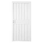 32 in. x 80 in. Cottage Rose White Surface Mount Outswing Steel Security Door with Expanded Metal Screen