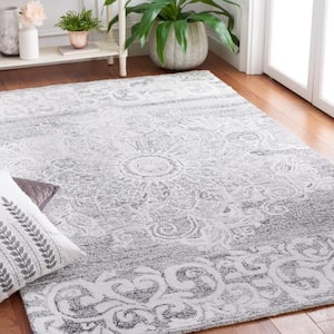 Abstract Ivory/Light Gray 4 ft. x 6 ft. Medallion Geometric Area Rug