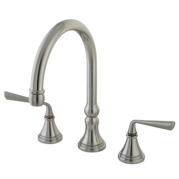 Kingston Brass Silver Sage 2-Handle Deck Mount Widespread Kitchen Faucets in Brushed Nickel