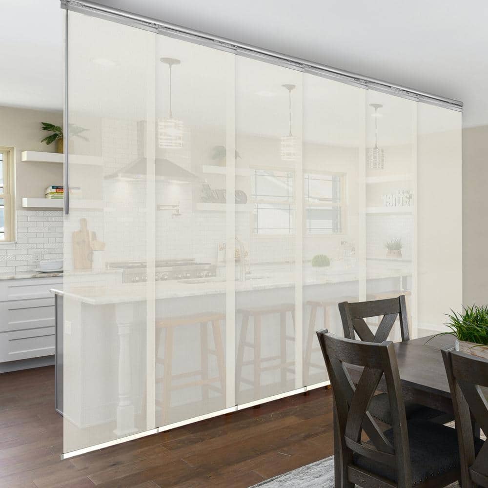 Ashy Mesh 70 in.- 130 in. W x 94 in. L Adjustable 6-Panel Satin Nickel Single Rail Panel Track with 23.5 in. Slates price history on PriceWatchPro