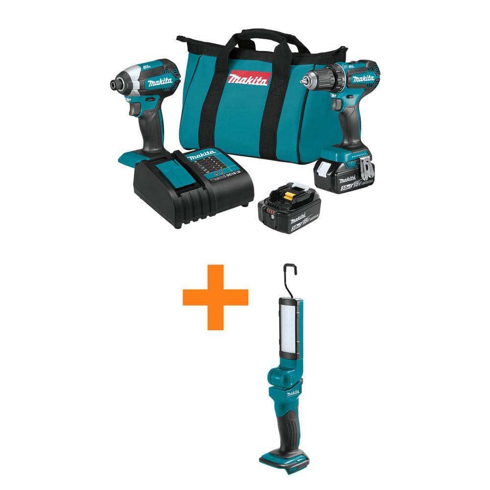 18V LXT Lithium-ion Brushless Cordless 2-Piece Combo Kit 3.0Ah with bonus 18V LXT 12 LED Flashlight (Tool-Only) -  Makita, XT281S-DML801