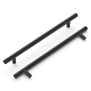 Bar Pulls Collection Pull 7-9/16 in. (192mm) Center to Center Vintage Bronze Finish Modern Steel Bar Pulls (1-Pack)