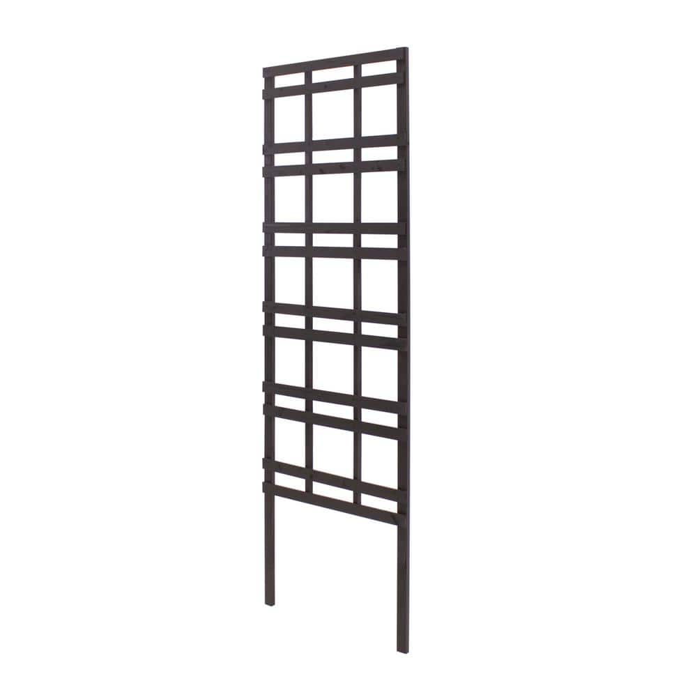Modern Black Pine Wood Garden Trellis, 72-inch