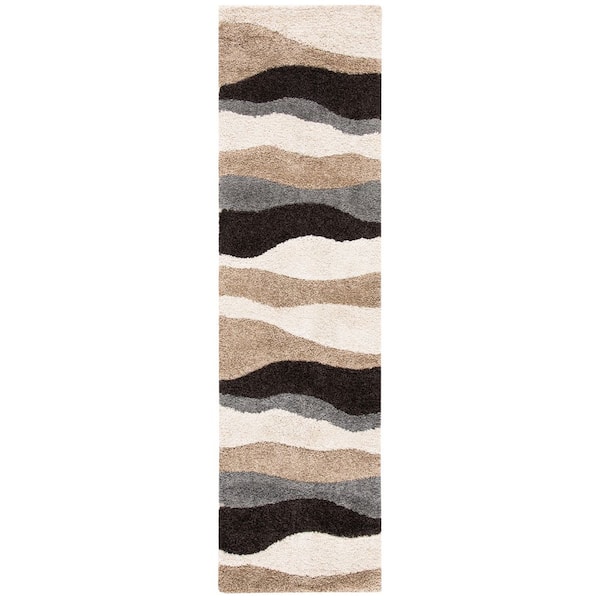Florida 2 ft. x 8 ft. Ivory/Gray Abstract Runner Rug