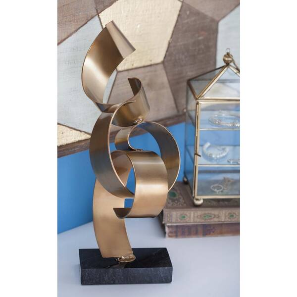 Litton Lane 16 in. Abstract Sheets Decorative Sculpture in Gold