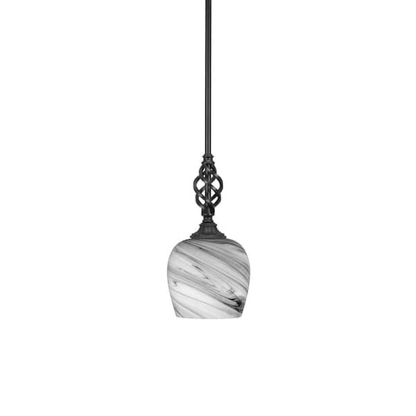 Unbranded Bridgewater 100 W 1-Light Matte Black Standard Mini Pendant Light with Glass Shade