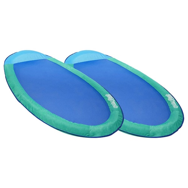 SwimWays Blue Spring Polyester Float Recliner Water Summertime Relaxation Lounge Seat (2-Pack), Number of People: 1