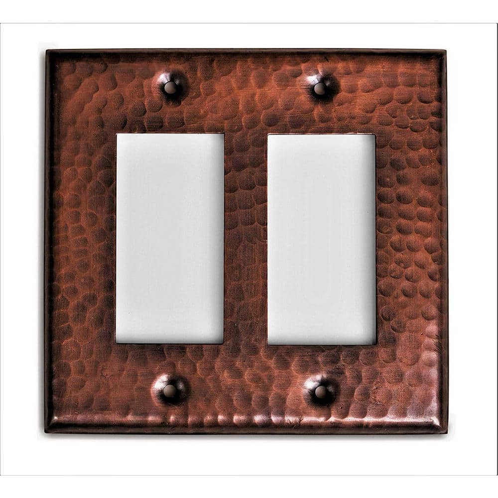 Hand Hammered Copper 2-Gang Rocker Decorative Wall Plate