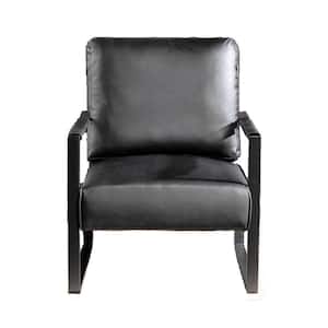 Hosam Black 25.4 in. PU Upholstery Metal Arm Chair (Set of 1)