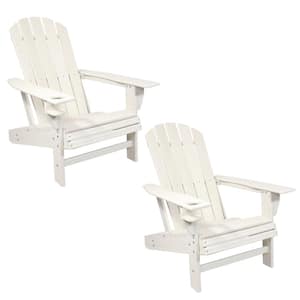 Lake Style HDPE Plastic Adirondack Chair with Cup Holder 2-Pack