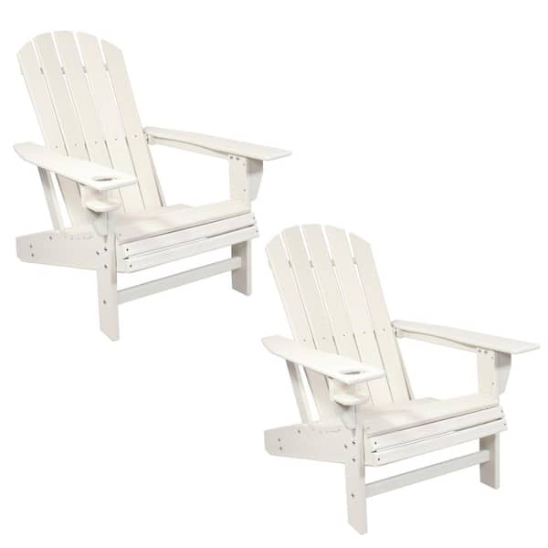 Sunnydaze Decor Lake Style HDPE Plastic Adirondack Chair with Cup Holder 2-Pack
