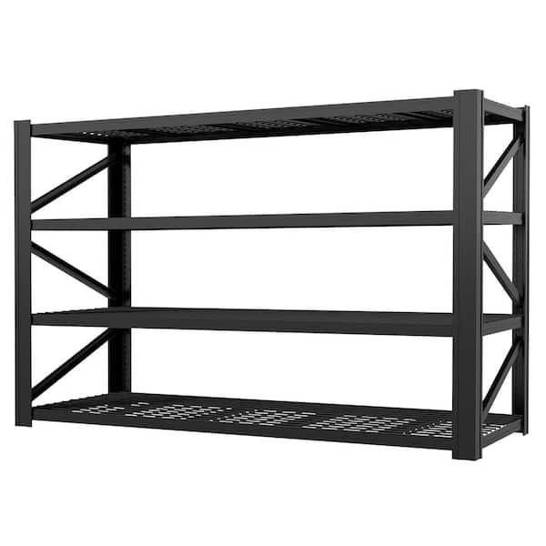 71 in. W x 71 in. H x 24 in. D 4-Tiers Heavy Duty steel Adjustable Garage Storage Shelf Unit in Black