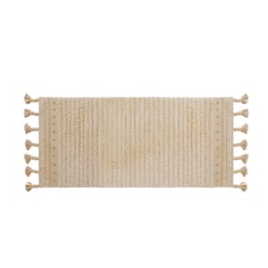 Over Tufted Fringe Meharis Ochre 20 in. 68 in. Cotton Bath Rug