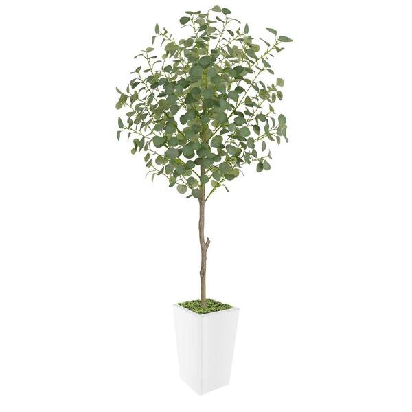 HOMEIBRO 7 ft. Artificial Eucalyptus Tree in Pot Ideal for Home Decor and Housewarming Gift