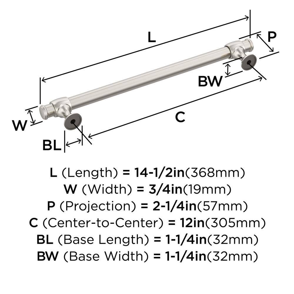 Winsome 12 inch Satin Nickel Appliance Pull with Mounting Hardware