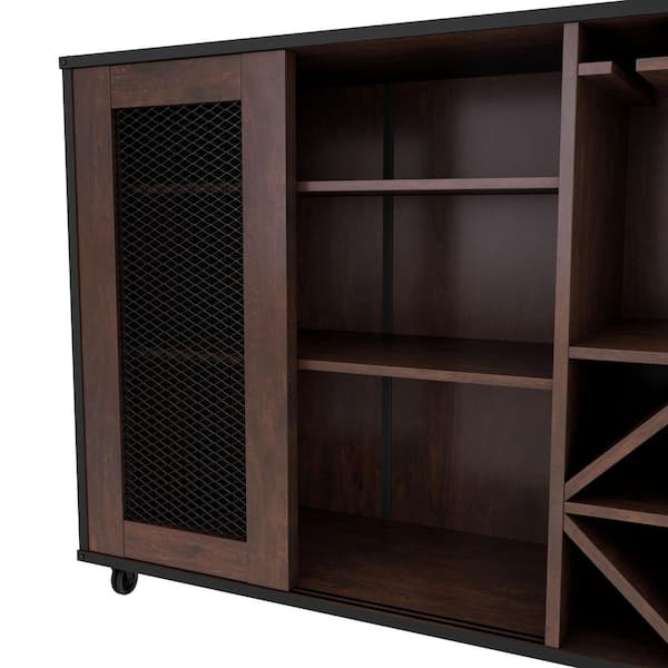 Furniture of America Blisston Walnut Buffet with Adjustable Shelf